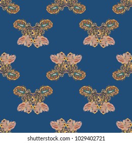 Butterfly doodle seamless pattern zentangle inspired art for new backdrop. Decorative hand drawn background can be used for wallpaper, pattern fills, web page background, surface textures and other