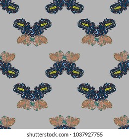 Butterfly doodle seamless pattern zentangle inspired art for new backdrop. Decorative hand drawn background can be used for wallpaper, pattern fills, web page background, surface textures and other