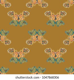 Butterfly doodle seamless pattern zentangle inspired art for new backdrop. Decorative hand drawn background can be used for wallpaper, pattern fills, web page background, surface textures and other