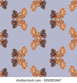Butterfly doodle seamless pattern zentangle inspired art for new backdrop. Decorative hand drawn background can be used for wallpaper, pattern fills, web page background, surface textures and other