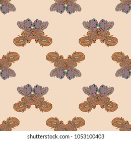 Butterfly doodle seamless pattern zentangle inspired art for new backdrop. Decorative hand drawn background can be used for wallpaper, pattern fills, web page background, surface textures and other