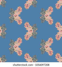 Butterfly doodle seamless pattern zentangle inspired art for new backdrop. Decorative hand drawn background can be used for wallpaper, pattern fills, web page background, surface textures and other