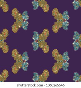 Butterfly doodle seamless pattern zentangle inspired art for new backdrop. Decorative hand drawn background can be used for wallpaper, pattern fills, web page background, surface textures and other