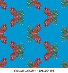 Butterfly doodle seamless pattern zentangle inspired art for new backdrop. Decorative hand drawn background can be used for wallpaper, pattern fills, web page background, surface textures and other