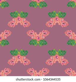 Butterfly doodle seamless pattern zentangle inspired art for new backdrop. Decorative hand drawn background can be used for wallpaper, pattern fills, web page background, surface textures and other