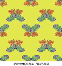 Butterfly doodle seamless pattern zentangle inspired art for new backdrop. Decorative hand drawn background can be used for wallpaper, pattern fills, web page background, surface textures and other