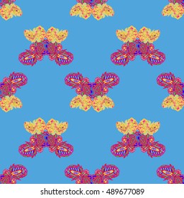 Butterfly doodle seamless pattern zentangle inspired art for new backdrop. Decorative hand drawn background can be used for wallpaper, pattern fills, web page background, surface textures and other