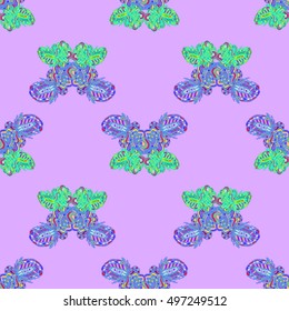 Butterfly doodle seamless pattern zentangle inspired art for new backdrop. Decorative hand drawn background can be used for wallpaper, pattern fills, web page background, surface textures and other
