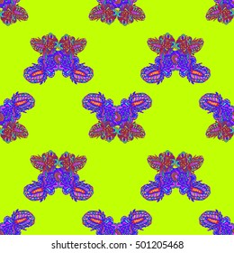 Butterfly doodle seamless pattern zentangle inspired art for new backdrop. Decorative hand drawn background can be used for wallpaper, pattern fills, web page background, surface textures and other