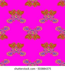 Butterfly doodle seamless pattern zentangle inspired art for new backdrop. Decorative hand drawn background can be used for wallpaper, pattern fills, web page background, surface textures and other