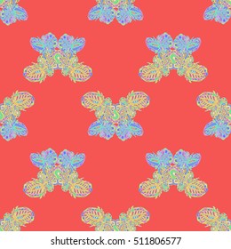 Butterfly doodle seamless pattern zentangle inspired art for new backdrop. Decorative hand drawn background can be used for wallpaper, pattern fills, web page background, surface textures and other