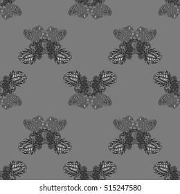 Butterfly doodle seamless pattern zentangle inspired art for new backdrop. Decorative hand drawn background can be used for wallpaper, pattern fills, web page background, surface textures and other