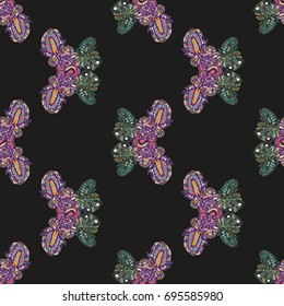 Butterfly doodle seamless pattern zentangle inspired art for new backdrop. Decorative hand drawn background can be used for wallpaper, pattern fills, web page background, surface textures and other