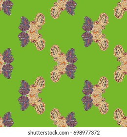 Butterfly doodle seamless pattern zentangle inspired art for new backdrop. Decorative hand drawn background can be used for wallpaper, pattern fills, web page background, surface textures and other