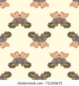 Butterfly doodle seamless pattern zentangle inspired art for new backdrop. Decorative hand drawn background can be used for wallpaper, pattern fills, web page background, surface textures and other