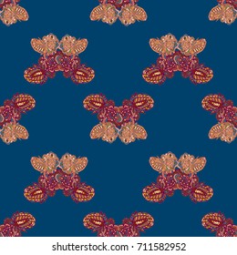 Butterfly doodle seamless pattern zentangle inspired art for new backdrop. Decorative hand drawn background can be used for wallpaper, pattern fills, web page background, surface textures and other