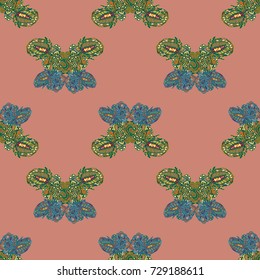 Butterfly doodle seamless pattern zentangle inspired art for new backdrop. Decorative hand drawn background can be used for wallpaper, pattern fills, web page background, surface textures and other