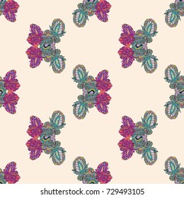 Butterfly doodle seamless pattern zentangle inspired art for new backdrop. Decorative hand drawn background can be used for wallpaper, pattern fills, web page background, surface textures and other