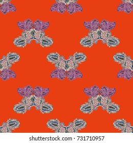 Butterfly doodle seamless pattern zentangle inspired art for new backdrop. Decorative hand drawn background can be used for wallpaper, pattern fills, web page background, surface textures and other