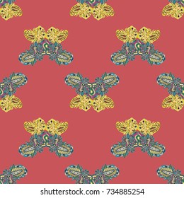 Butterfly doodle seamless pattern zentangle inspired art for new backdrop. Decorative hand drawn background can be used for wallpaper, pattern fills, web page background, surface textures and other