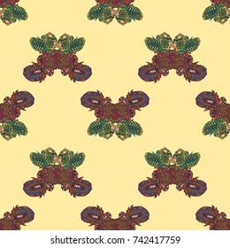 Butterfly doodle seamless pattern zentangle inspired art for new backdrop. Decorative hand drawn background can be used for wallpaper, pattern fills, web page background, surface textures and other