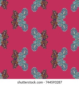 Butterfly doodle seamless pattern zentangle inspired art for new backdrop. Decorative hand drawn background can be used for wallpaper, pattern fills, web page background, surface textures and other