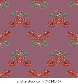 Butterfly doodle seamless pattern zentangle inspired art for new backdrop. Decorative hand drawn background can be used for wallpaper, pattern fills, web page background, surface textures and other