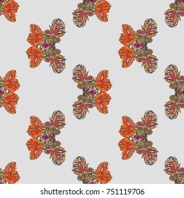 Butterfly doodle seamless pattern zentangle inspired art for new backdrop. Decorative hand drawn background can be used for wallpaper, pattern fills, web page background, surface textures and other