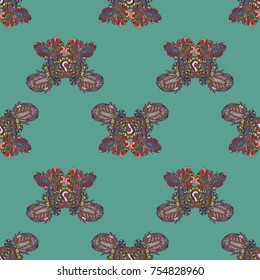 Butterfly doodle seamless pattern zentangle inspired art for new backdrop. Decorative hand drawn background can be used for wallpaper, pattern fills, web page background, surface textures and other