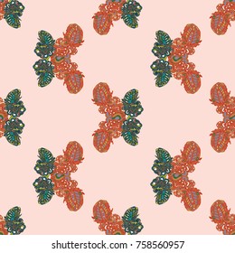 Butterfly doodle seamless pattern zentangle inspired art for new backdrop. Decorative hand drawn background can be used for wallpaper, pattern fills, web page background, surface textures and other