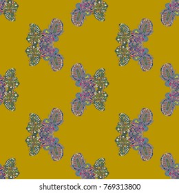 Butterfly doodle seamless pattern zentangle inspired art for new backdrop. Decorative hand drawn background can be used for wallpaper, pattern fills, web page background, surface textures and other