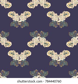 Butterfly doodle seamless pattern zentangle inspired art for new backdrop. Decorative hand drawn background can be used for wallpaper, pattern fills, web page background, surface textures and other