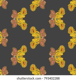 Butterfly doodle seamless pattern zentangle inspired art for new backdrop. Decorative hand drawn background can be used for wallpaper, pattern fills, web page background, surface textures and other