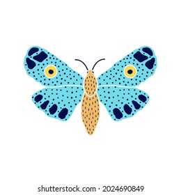 Butterfly in doodle style isolated on white background.
