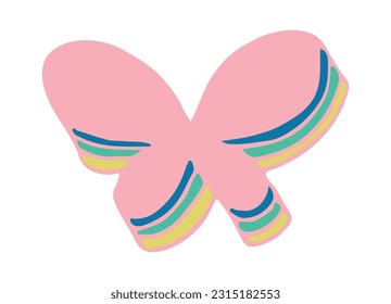 Vector de doodle de mariposa. Un insecto brillante. Silueta de mariposa de estilo moderno. Pegatina, tatuaje, postal. Ilustración del vector