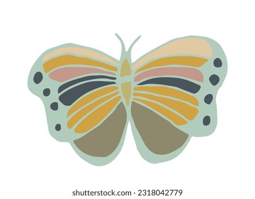 Butterfly doodle vector. Bright insect. Butterfly silhouette in trendy style. Sticker, tattoo, postcard. Vector illustration