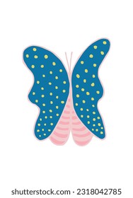 Butterfly doodle vector. Bright insect. Butterfly silhouette in trendy style. Sticker, tattoo, postcard. Vector illustration