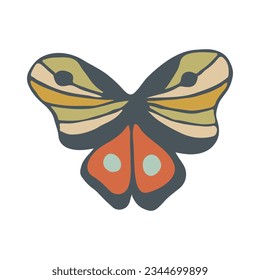 Butterfly doodle vector. Bright insect. Butterfly silhouette in trendy style. Sticker, tattoo, postcard. Vector illustration