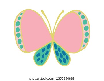 Butterfly doodle vector. Bright insect. Butterfly silhouette in trendy style. Sticker, tattoo, postcard. Vector illustration