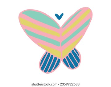 Butterfly doodle vector. Bright insect. Butterfly silhouette in trendy style. Sticker, tattoo, postcard. Vector illustration