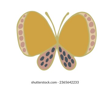Butterfly doodle vector. Bright insect. Butterfly silhouette in trendy style. Sticker, tattoo, postcard. Vector illustration