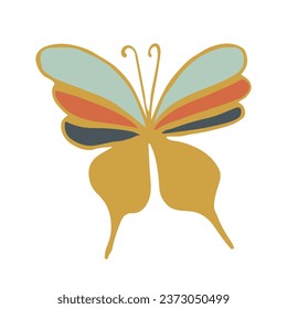 Butterfly doodle vector. Bright insect. Butterfly silhouette in trendy style. Sticker, tattoo, postcard. Vector illustration