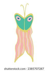 Butterfly doodle vector. Bright insect. Butterfly silhouette in trendy style. Sticker, tattoo, postcard. Vector illustration
