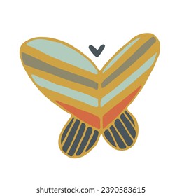 Butterfly doodle vector. Bright insect. Butterfly silhouette in trendy style. Sticker, tattoo, postcard. Vector illustration