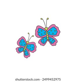 butterfly doodle vector isolated on white background
