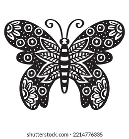 Butterfly doodle zentangle hand drawing illustration.