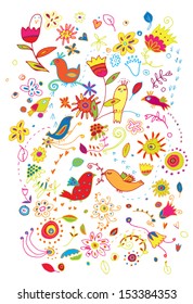 Butterfly doodles ,pen illustration on a sheet of notebook. Vector