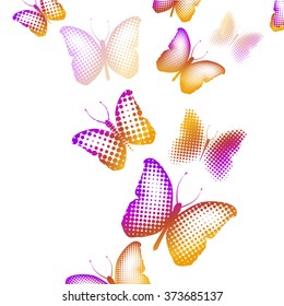 Butterfly of dot. Color background. Vector