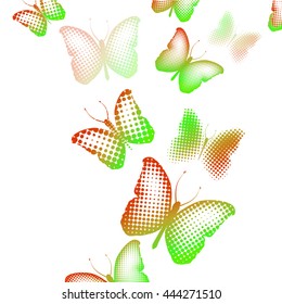 Butterfly of dot. Color background. Vector