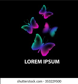 Butterfly of dot. Vector